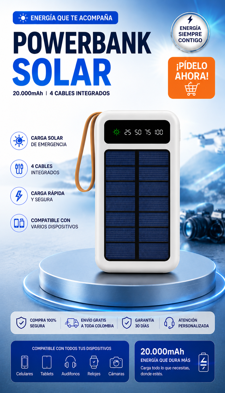 Power Bank Solar 20.000 mAh